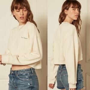 Boyish Cream Earth Babe Cropped Sweatshirt NWOT Small